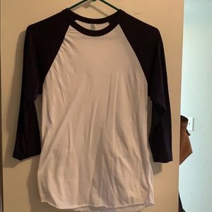 American Apparel navy and white baseball shirt